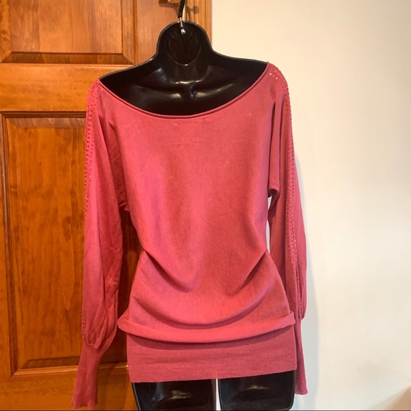 BCBG MaxAzria Sweater Silk Cashmere Pink Sequins - Picture 6 of 7